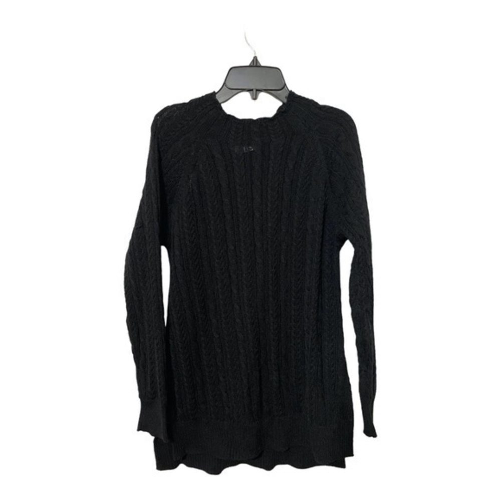 Bleu Gray Womens Sweater Black Crochet Knit Long Sleeve Sweater Size Small